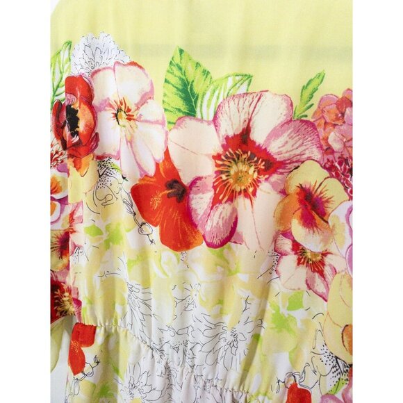 BCBG Maxazria Floral Print Yellow Tunic Dress XS/S Lightweight Lined - Picture 5 of 10